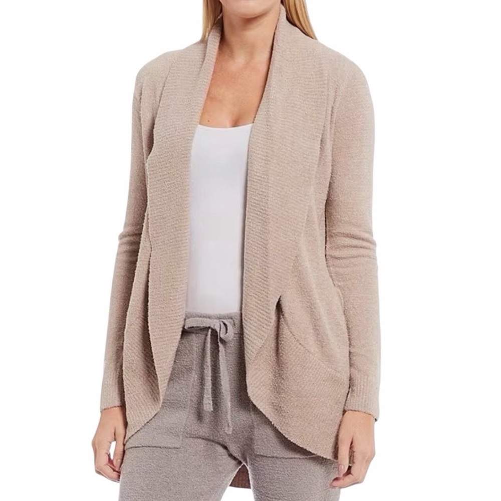 Barefoot Dreams Tan Cozy Chic Lite Open Front Circle Cardigan Sweater size XS/S - Picture 1 of 7